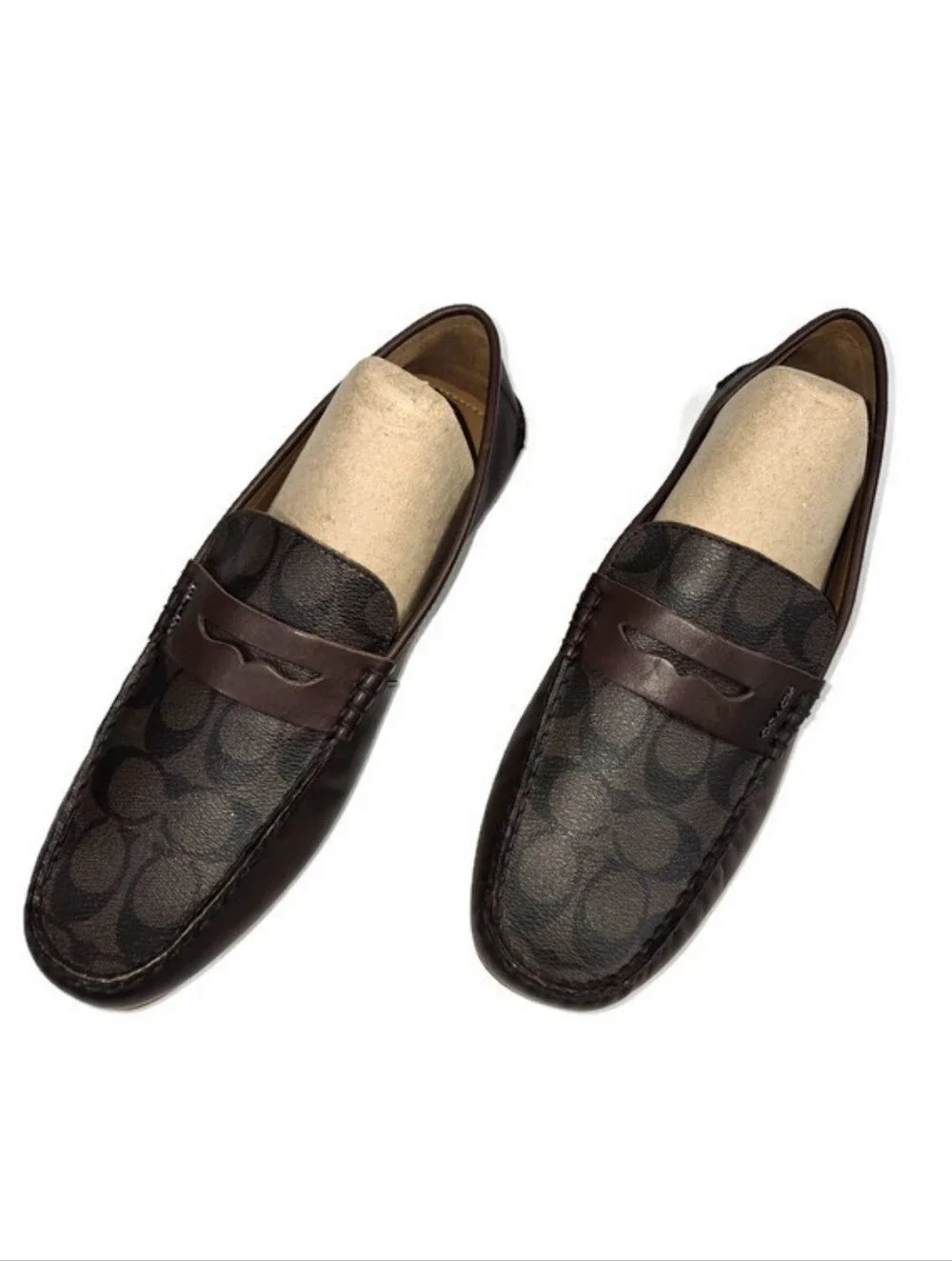 Coach FG2983 Mott Driver Mahogany Signature PVC Loafer Shoes Mens Size 10D NIB